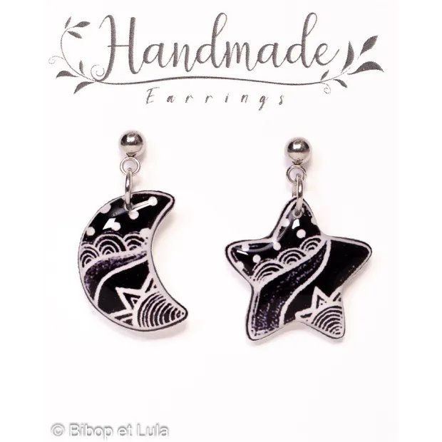 Boucles d'oreilles clous pendantes , Sky