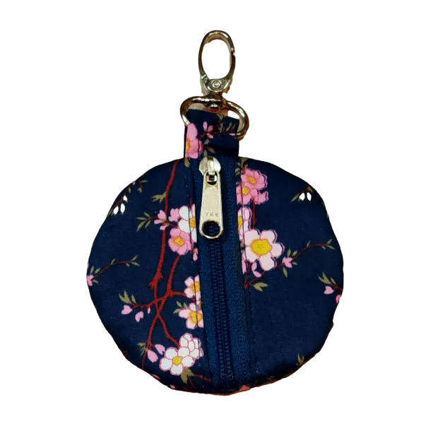 Porte-clé porte-monnaie rond Sayuri bleu
