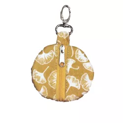 Porte-clé porte-monnaie rond Ginkgo jaune - Bibop et Lula