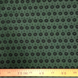 Tissu coton brodé vert forêt - Bibop et Lula