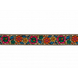 Galon brodé 3cm Fleurs écru - Bibop et Lula