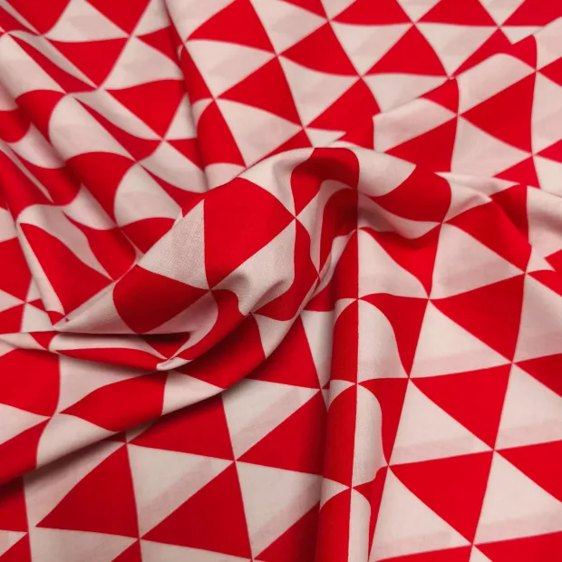 Tissu coton Triangles rouges