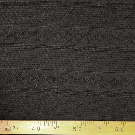 Tissu brodé Rayé Noir