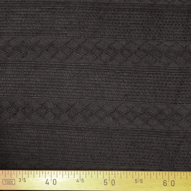 Tissu brodé Rayé Noir
