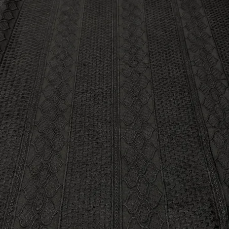 Tissu brodé Rayé Noir