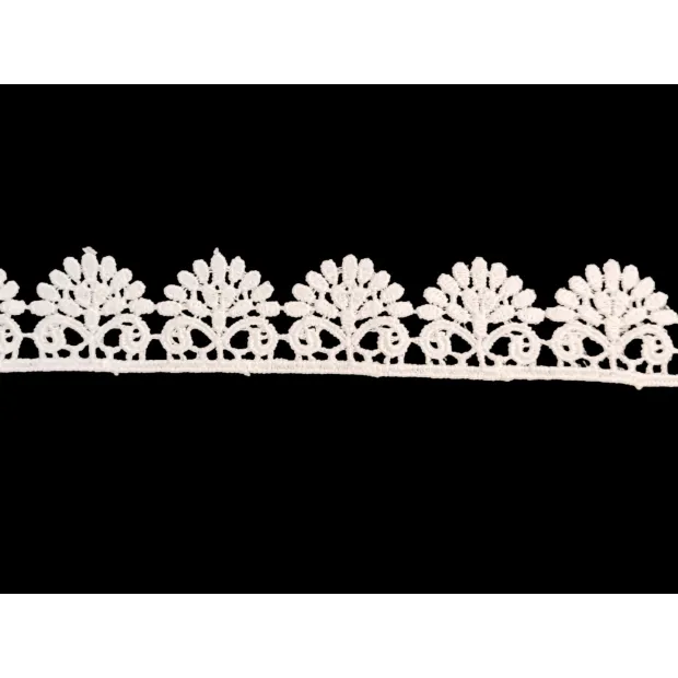 Ruban dentelle guipure blanche, fleurs en arabesque