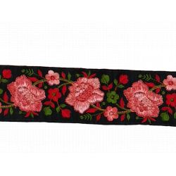 Galon ruban indien brodé Damas pink - Bibop et Lula