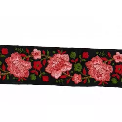 Galon ruban indien brodé Damas pink - Bibop et Lula