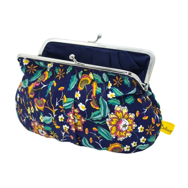 Grand porte-monnaie rétro Indigo Bloom