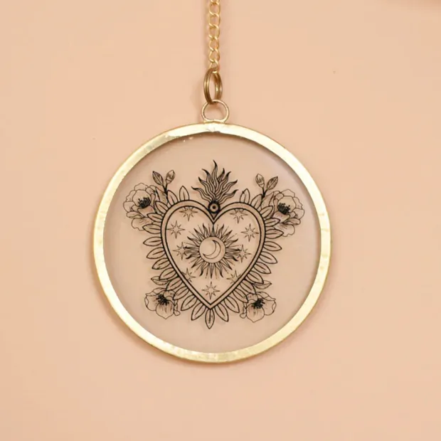 Cadre Kiko en verre et laiton personnalisé Moon in the heart