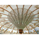 Parasol balinais écru coton motifs dorés et frange tissée. diamètre 190cm. - Bibop et Lula