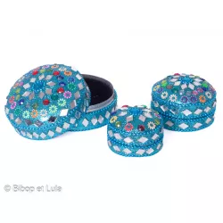 Ecrin boite paillette Turquoise - Bibop et Lula