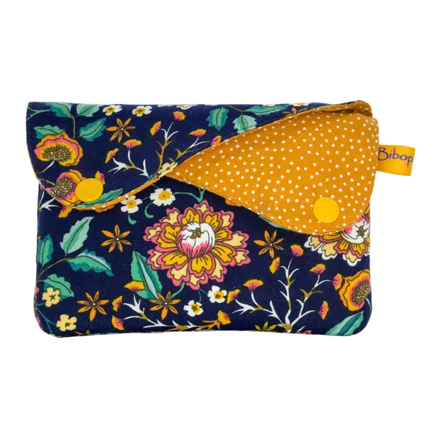 Petite pochette deux compartiments Indigo bloom