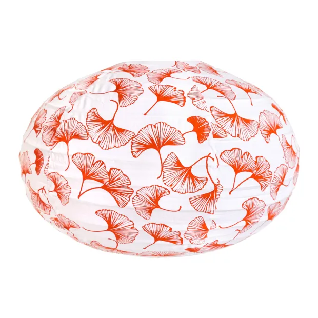 Lampion tissu boule japonaise ovale Gingko