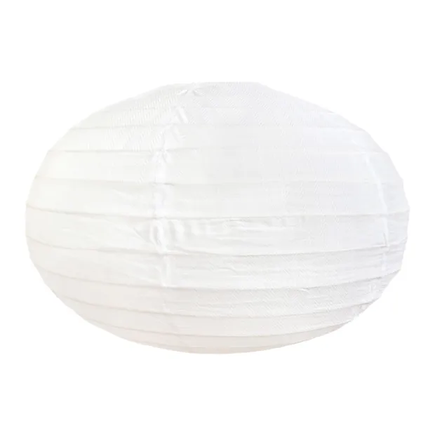 Lampion tissu boule japonaise ovale Neige