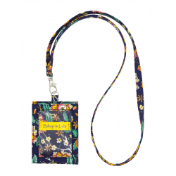 Porte badge tour de cou transparent Indigo Bloom - Bibop et Lula