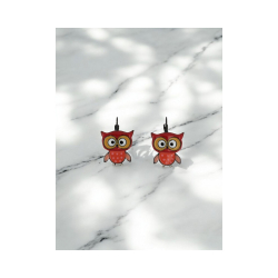Boucles d'oreilles Madame Chouette Rouge - Bibop et Lula