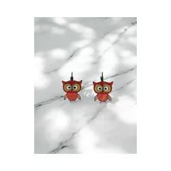 Boucles d'oreilles Madame Chouette Rouge - Bibop et Lula