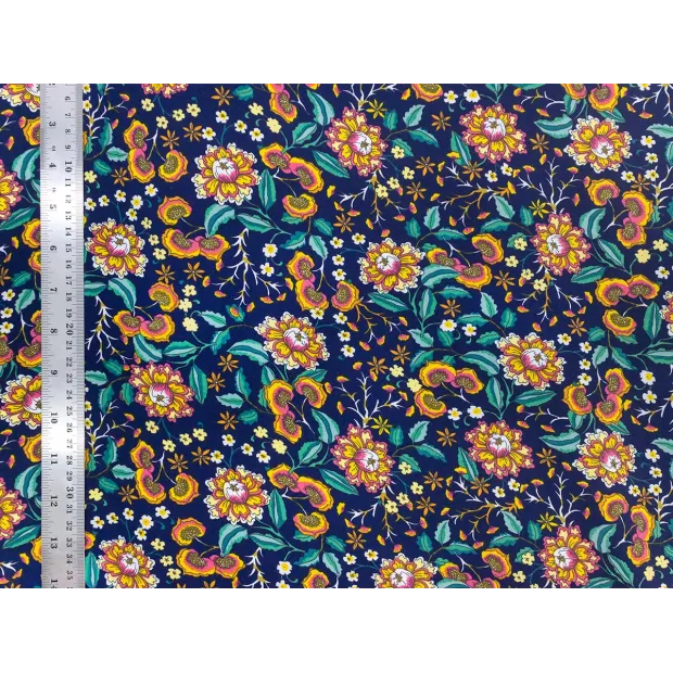 Tissu viscose Indigo Bloom