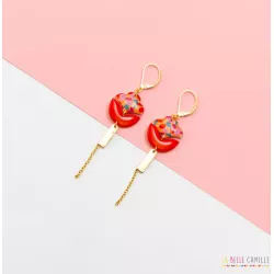 LILA boucles d'oreilles "Paint Cerise" - Bibop et Lula