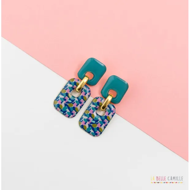 JANINE boucles d'oreilles "Paint BLEU"