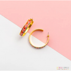 CALIE boucles d'oreilles grande créole "PAINT CERISE" - Bibop et Lula