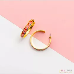 CALIE boucles d'oreilles grande créole "PAINT CERISE" - Bibop et Lula