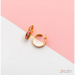 CALIE boucles d'oreillespetite créole "PAINT CERISE" - Bibop et Lula