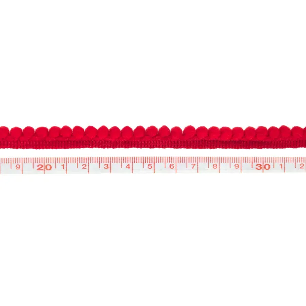 Galon petits pompons rouge