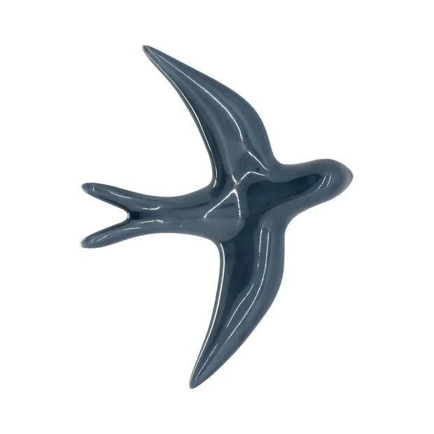 Hirondelle en Céramique Émaillée Bleu Encre