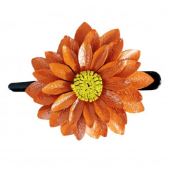 Barrette cuir Dahlia orange - Bibop et Lula