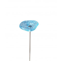 Fleur en verre transparent moucheté bleu et blanc coquelicots - Petit - Bibop et Lula