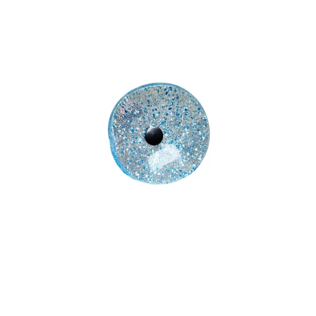 Fleur en verre transparent moucheté bleu et blanc coquelicots - Petit