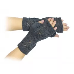 Mitaines ajourées en laine Grise - Bibop et Lula