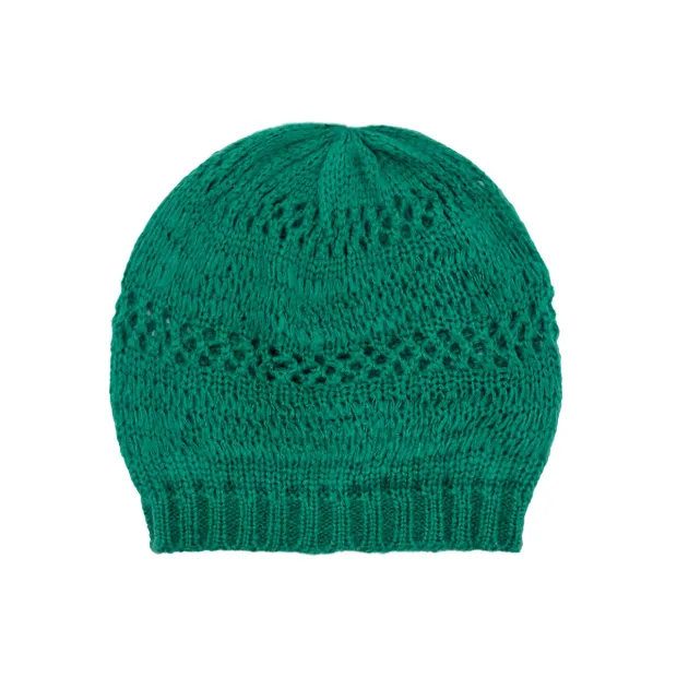 Bonnet laine ajourée Vert