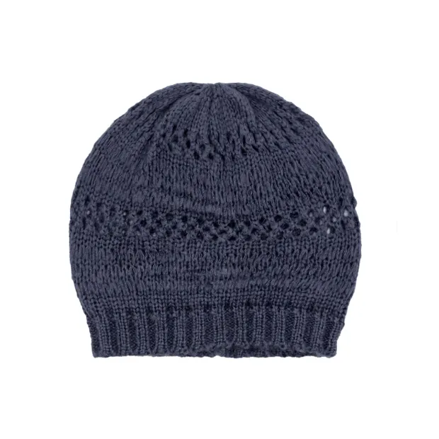 Bonnet laine ajourée Marine