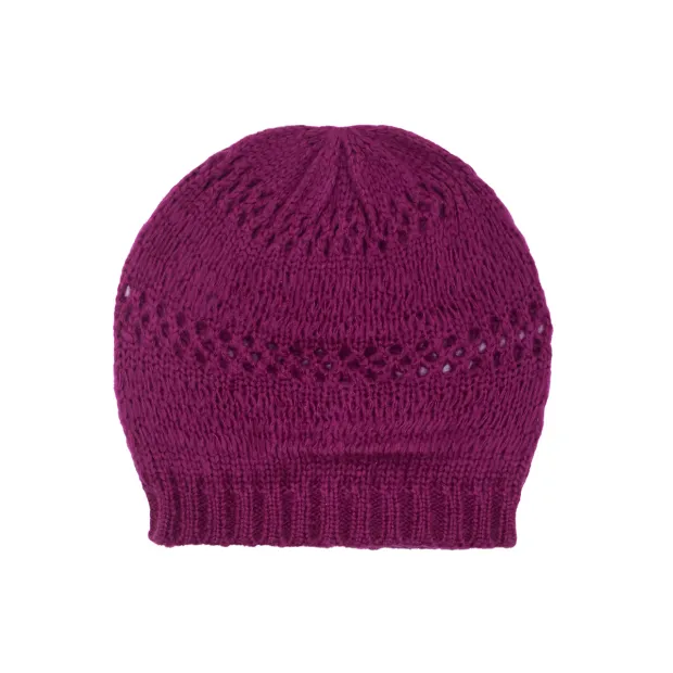 Bonnet laine ajourée Magenta