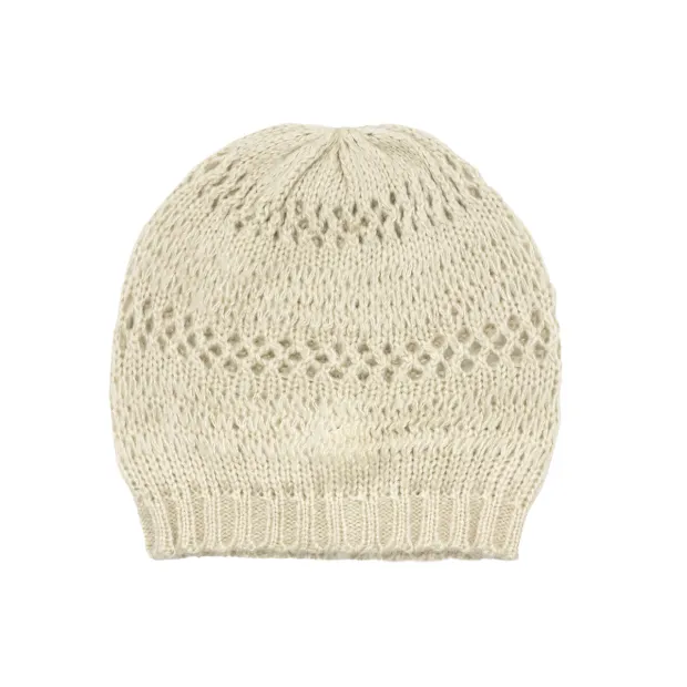 Bonnet laine ajourée Crème