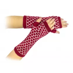 Mitaines nid d’abeilles en laine rouge - Bibop et Lula