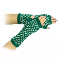 Mitaines nid d’abeilles en laine vert - Bibop et Lula