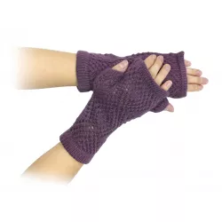 Mitaines ajourées en laine violet - Bibop et Lula