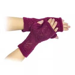 Mitaines ajourées en laine Prune - Bibop et Lula