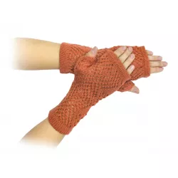 Mitaines ajourées en laine Orange - Bibop et Lula