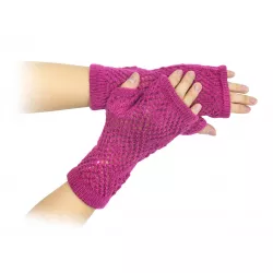 Mitaines ajourées en laine Magenta - Bibop et Lula