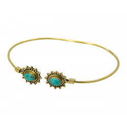 Jonc laiton doré réglable turquoise - Bibop et Lula