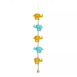 Mobile clochette Eléphant Bleu et Jaune - Bibop et Lula