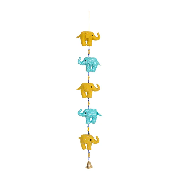 Mobile clochette Eléphant Bleu et Jaune