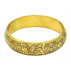 Jonc laiton doré motifs feuilles - Bibop et Lula