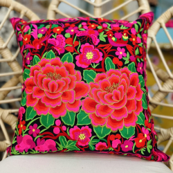 Housse de coussin brodé Chaï - Bibop et Lula