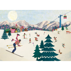Carte Postale Sport d'hiver - Bibop et Lula